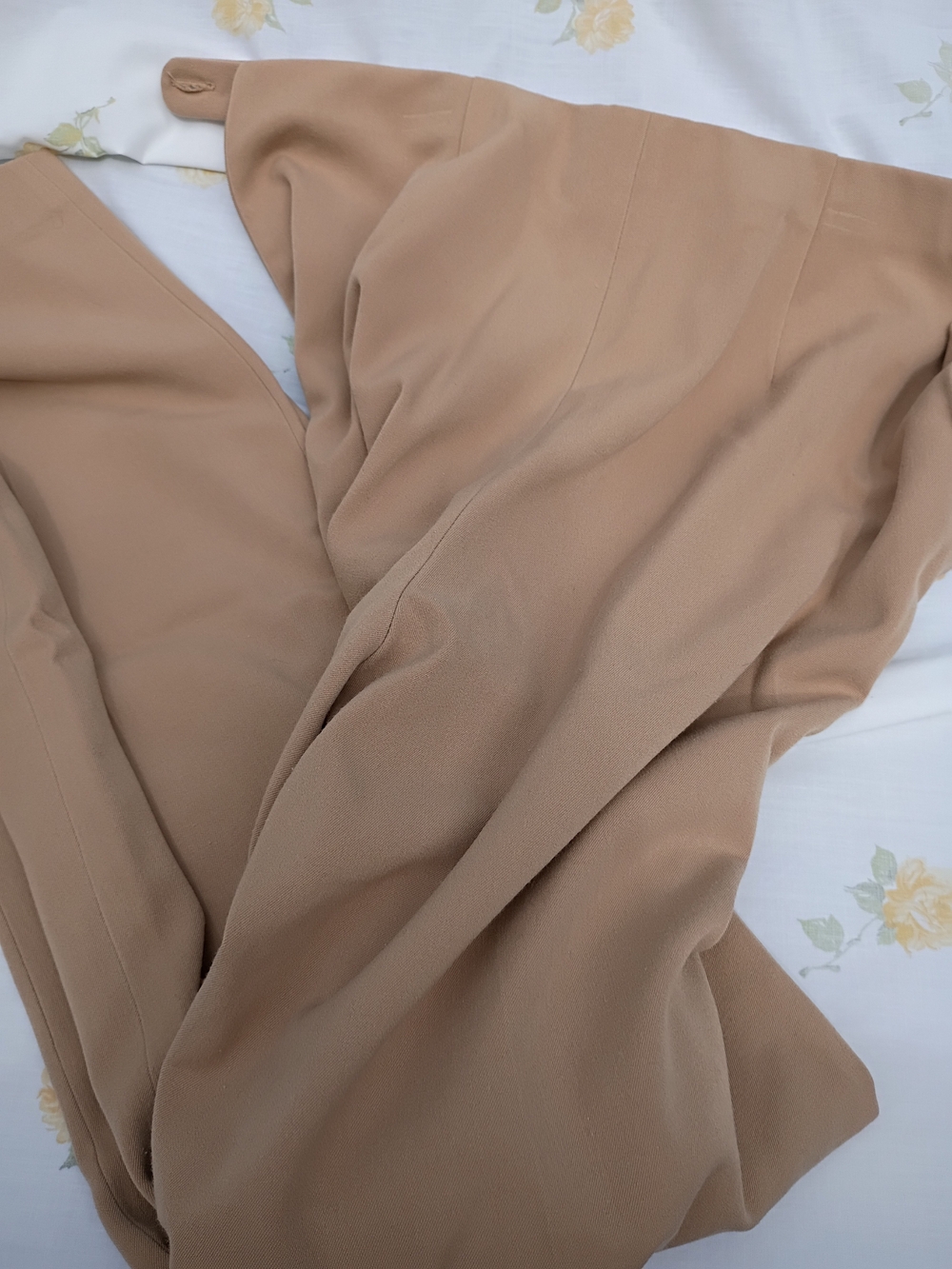 Tailored Boot-Cut Jumpsuit in Light Beige
